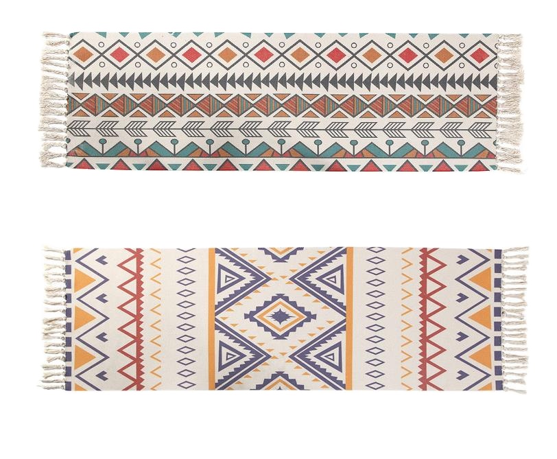 Cotton linen geometric abstract retro plain color tapestry handmade bedroom sand carpet