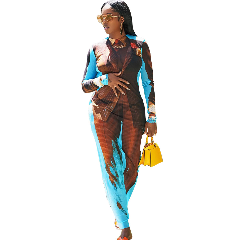 Printing Women Dress Long-sleeved Fashion Dress With Suit Pattern Autumn &winter Dress High Quality Boutique Women's Clothing