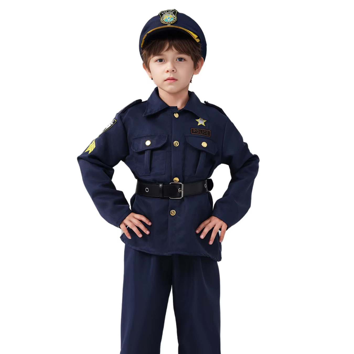 Dress up America Police Officer Costume for Kids Boys Cop Uniform Costume With Accessories Professional Cosplay Suit