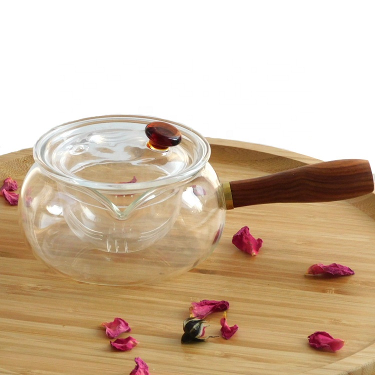 Handmade Gift Glass Tea Pot With Wooden Handle come from china