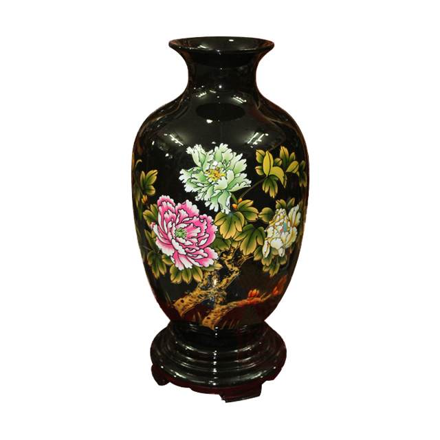 Unique Artistic Penony Floral Hookah Glass Base Vase Best selling Lacquer Eco-friendly Item High-end artwork with factory prices