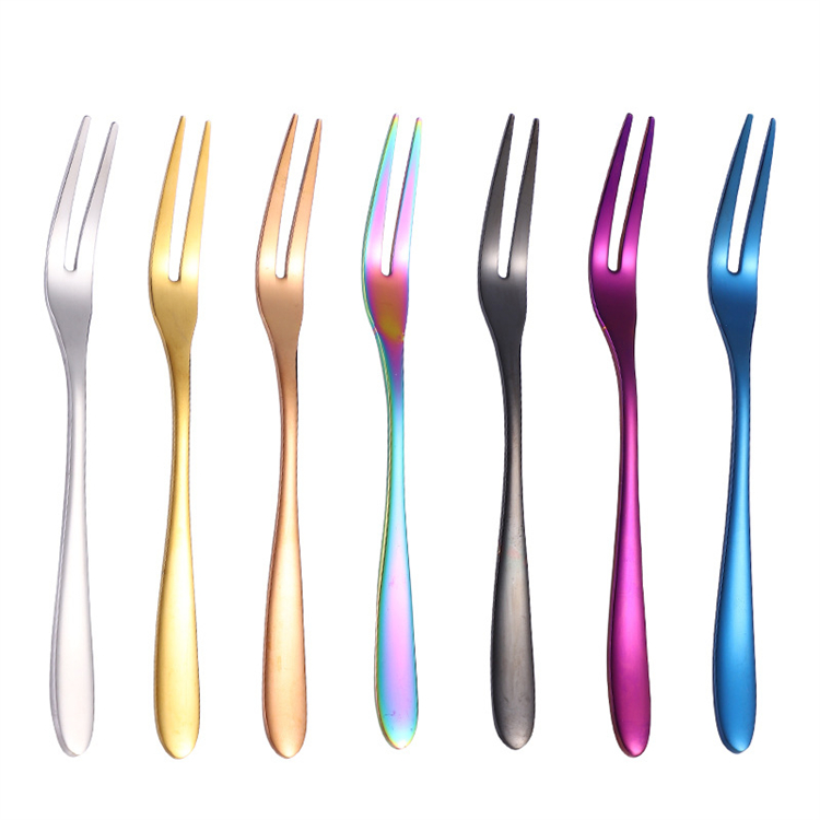 Stainless Fruits Fork Metal 304 Stainless steel Colorful Small Dessert Fork