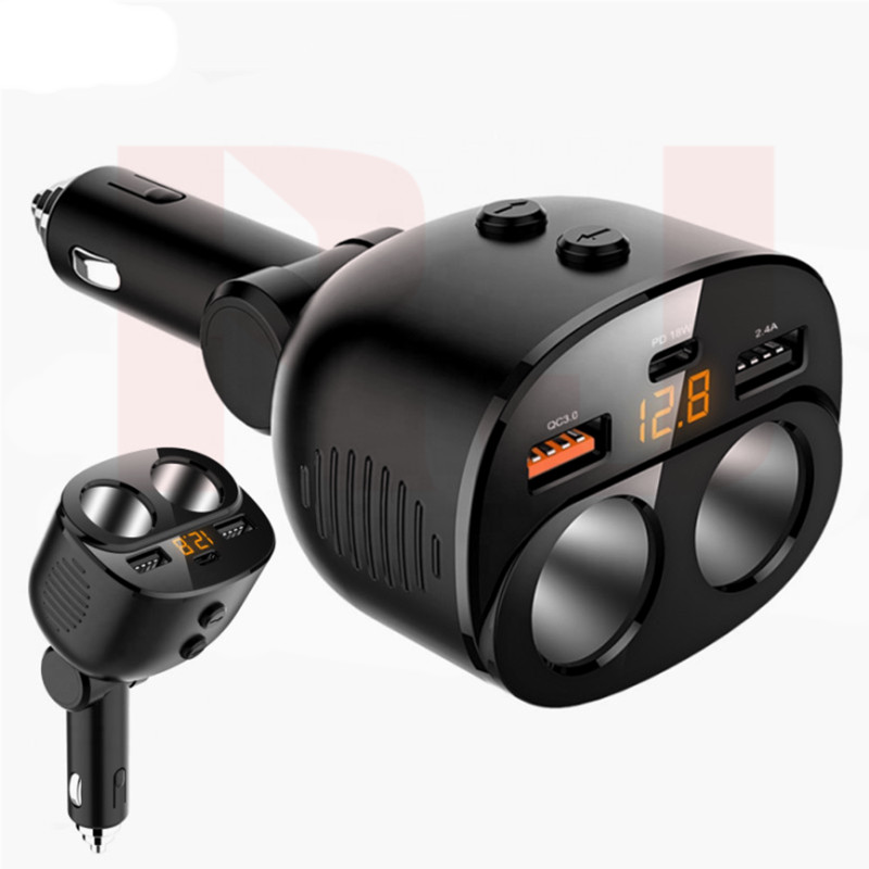 Allume-cigare USB 2 Splitter гнезда автомобильного прикуривателя автомобиля адаптер питания USB-C устройство работающее от прикуривателя с 2 портами QC3 зарядных порта USB для автомобиля