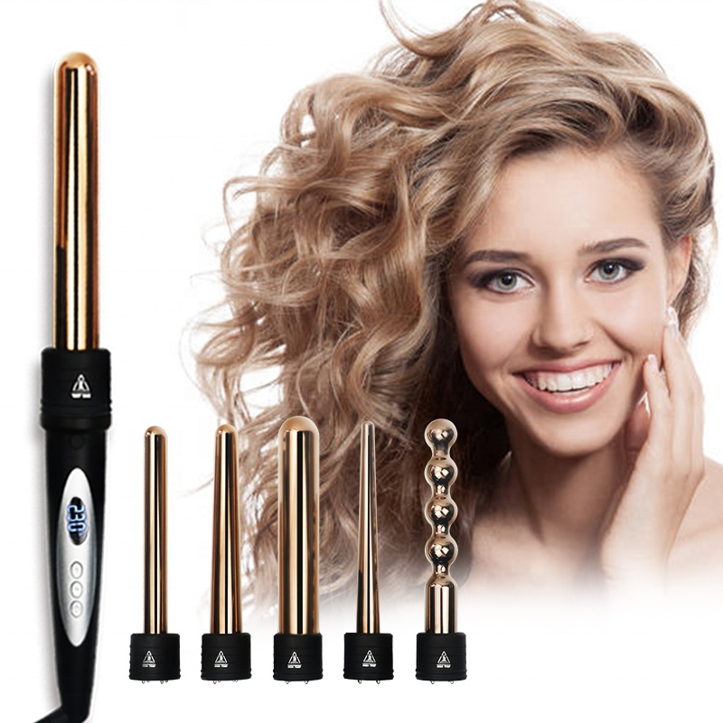 2021 Hot Sale Professional Fashion 6 In 1 Interchangeable Multifunction Ceramic LCD LED Display Curling Iron Hair Curler//