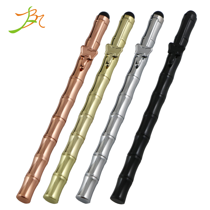 ATG красочные kawai бабочка ручка клип bamboo Форме touchpen тонкой латуни материал позолоченные Тощий ручка с стилусы