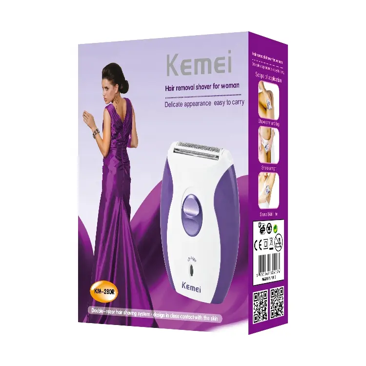 Kemei KM 280R 100V 240V Portable Women Epilator Electric Remover Hair Removal Bikini Trimmer Legs Body