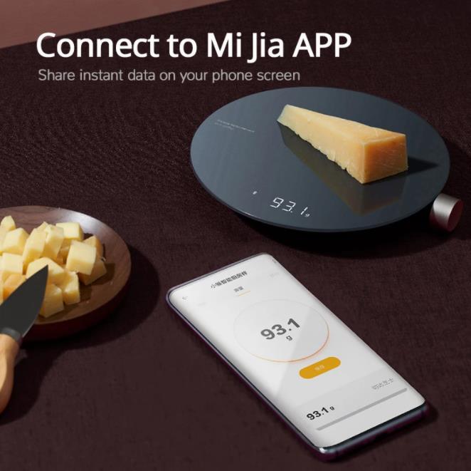 HOTO Smart Kitchen Scale Highly Accurate Multifunction digital kitchen scale 3 kg max with LCD Display with Xiaomi App Mi Home