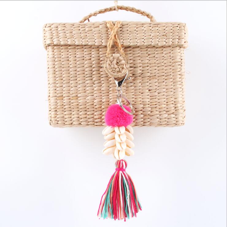 2019 Boho Этнические Красочные кисточки, подвеска в виде ракушки, помпон, брелок, летняя пляжная сумка, подвесной подарок для автомобиля, аксессуары для женщин
