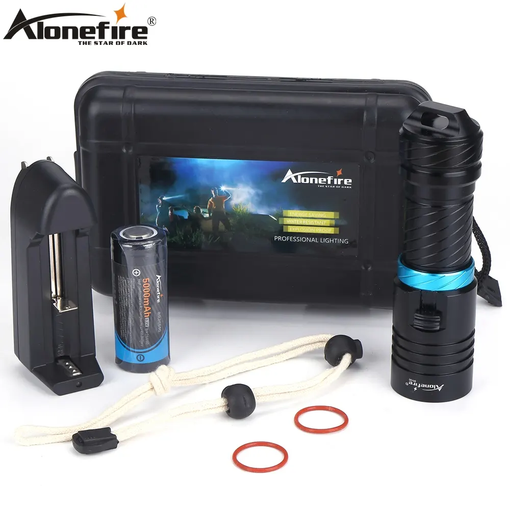 Alonefire DV30 XM-L2 LED Bright light Diving flashlight 100M Underwater Waterproof Dive torch Scuba Lantern lamp 26650 Battery