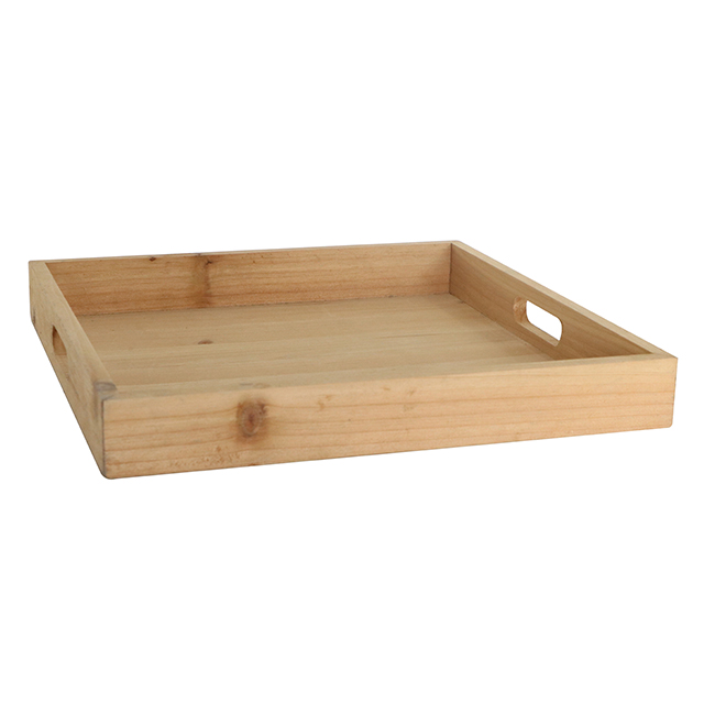 Magi wholesale natural wooden decorate tray with handles food service stand storage large wooden tray