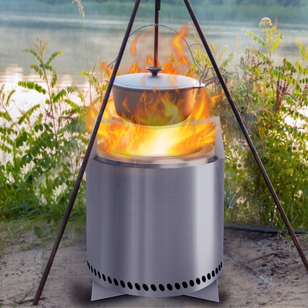 Stainless steel Wood burning stove adopts split design  portable burning stove is more convenient and simple to use when going o