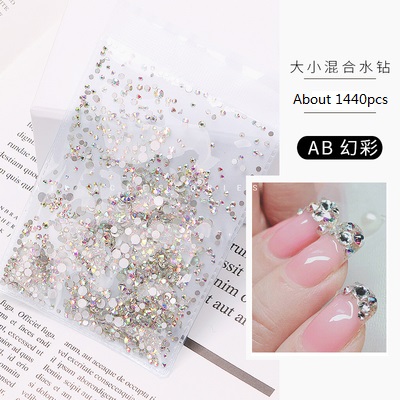 Nail Art Поставщик усеяны искусственными драгоценными камнями; Круглый мульти форма радуги стеклянные стразы для дизайна ногтей, украшения