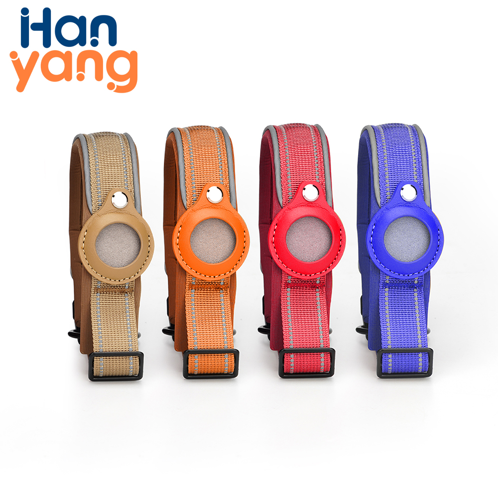 Hanyang OEM пользовательские аксессуары для домашних животных нейлоновый светоотражающий Регулируемый Gps тяжелый тренировочный трекер Airtag ошейник для собак и кошек с пряжкой