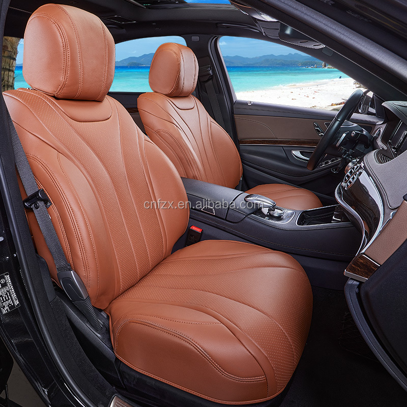 luxury style comfortable PVC Car Seat Cover Universal fitting wear resisting waterproof anti scrape brown gray beige