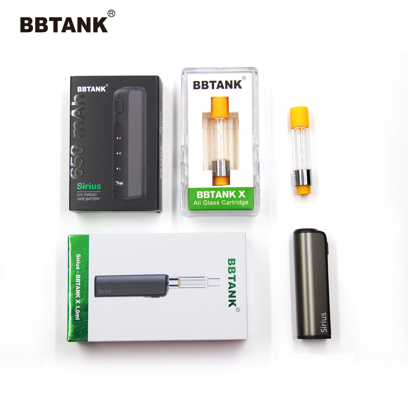 Custom 1ml CBD Atomizer Authentic BBTANK X All Glass CBD Thicker Oil Cartridge Vape