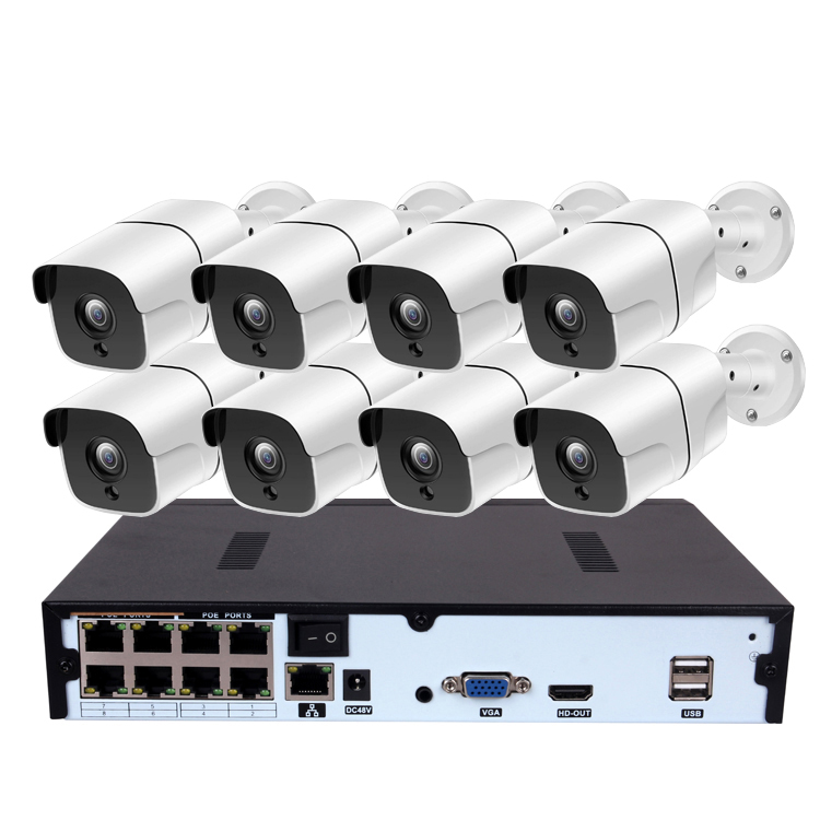 Комплект наружных Ip-камер видеонаблюдения H.265 8CH 5MP POE Security Nvr