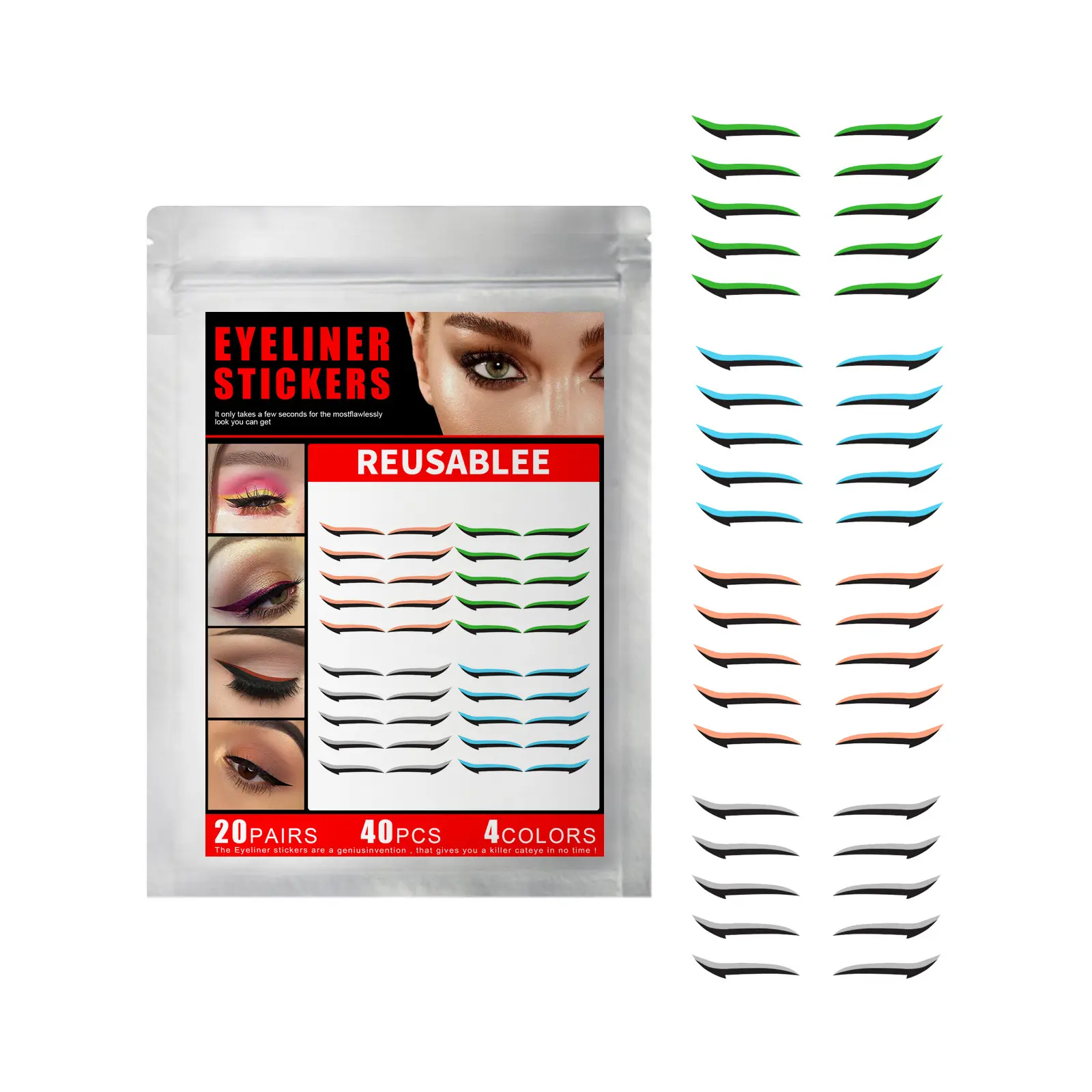 amazon reusable glitter eyeliner eyelash tattoo sticker eyeliners stickers