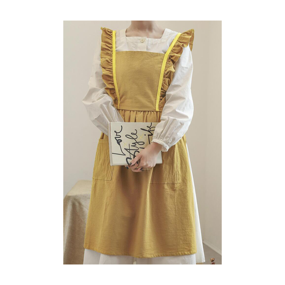 Lovely Customized Linen Baker Apron Cooking Cotton Kitchen Chef Fabric Apron