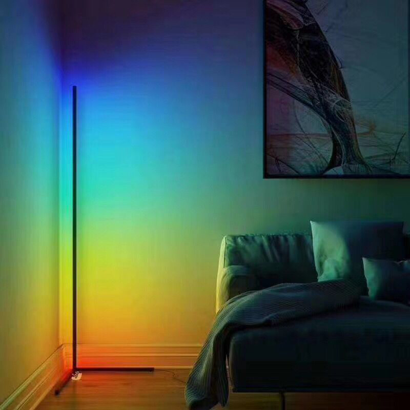 Ламповый светильник, новый дизайн, черный RGB дистанционный светодиодный Угловой Торшер для украшения гостиной