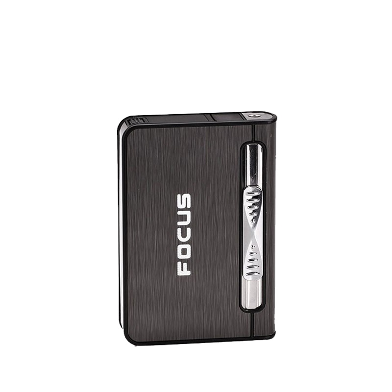 promotional fashion automatic aluminum cigarette case with lighter