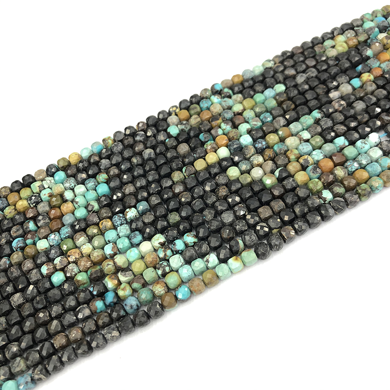 4mm Cube Natural Stone African Turquoises Beads Bracelet