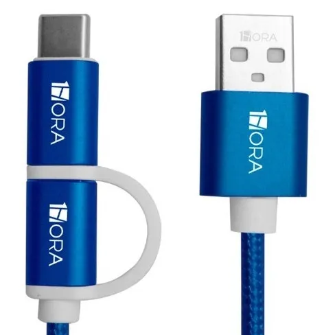 1HORA New Design 2.1a Usb 2 In 1 Cable Nylon Braidedusb A Male To Usb C To Type C 2 In 1 Cable For Phone And Computer