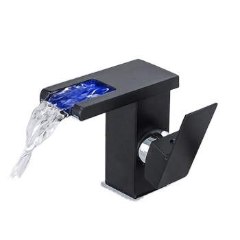 Hot sale SUS 304 Black Waterfall Basin Faucet Single Handle Hot and Cold water Mixer Deck Mounted Bathroom Faucet