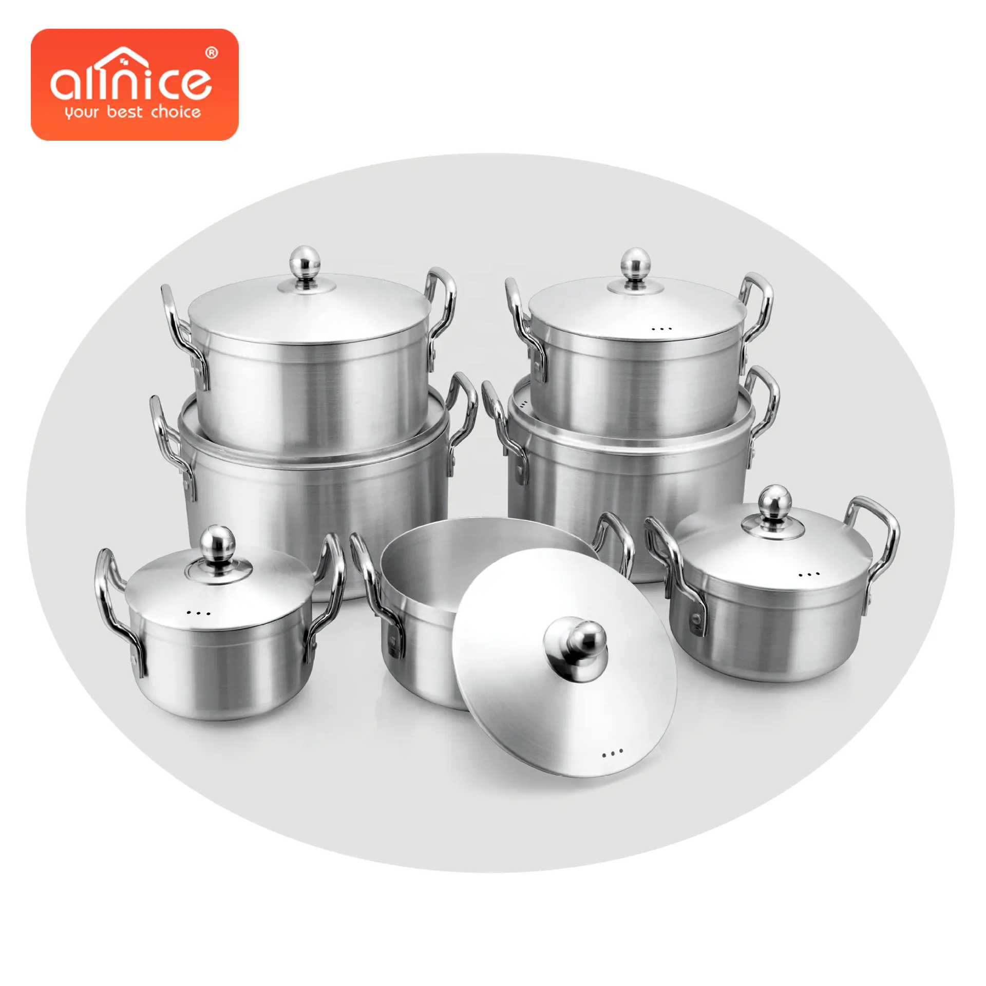 Cheap 7 Pcs Set Aluminum Polished Deep Cooking Pots Large Cookware Sets With Different Sizes