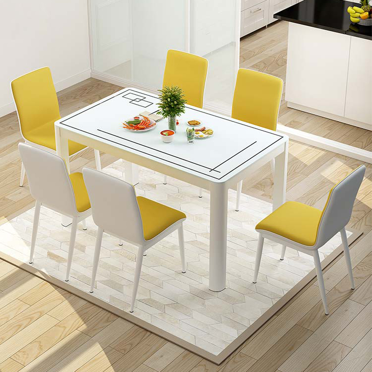 Designs Modern Luxury Glass 6 Seater Dining Table Set Chairs