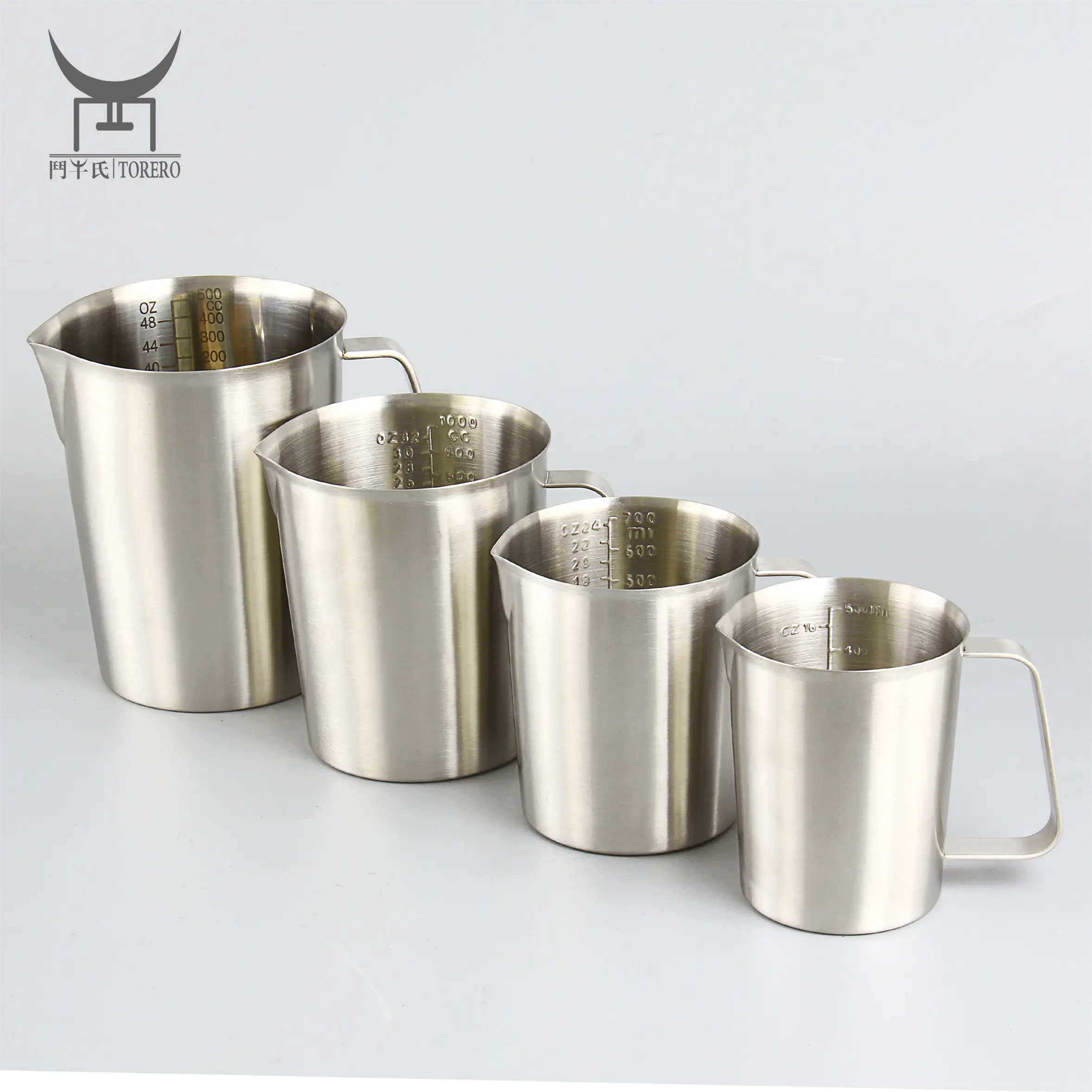 304 Stainless steel measuring cup with scale mark & handle metal milk tea coffee measuring jug