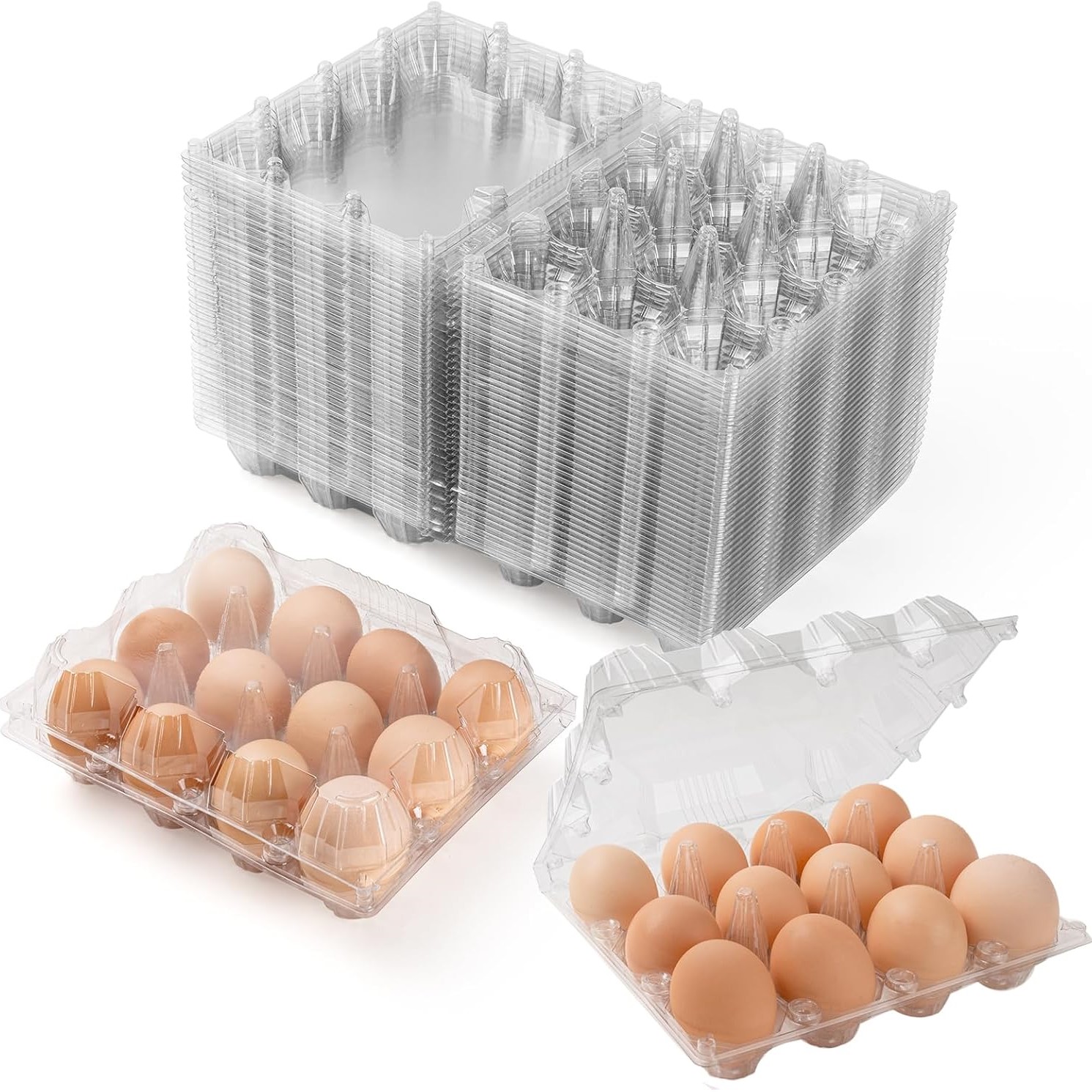 Wholesale Plastic Egg Holder Clear Egg Boxes for Eggs 3x5 Grids Reusable Packaging Container for Family Markets Display