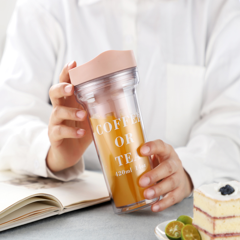 Creative plastic cups with milk tea handy cups harajuku girls fashion reefur coffee personalized cups
