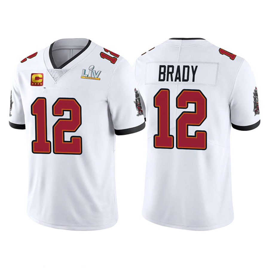 Новинка 2021, сшитая футболка американского футбола Tampa Bay #12 Brady Super_B, топ с вышивкой, лимитированная футболка