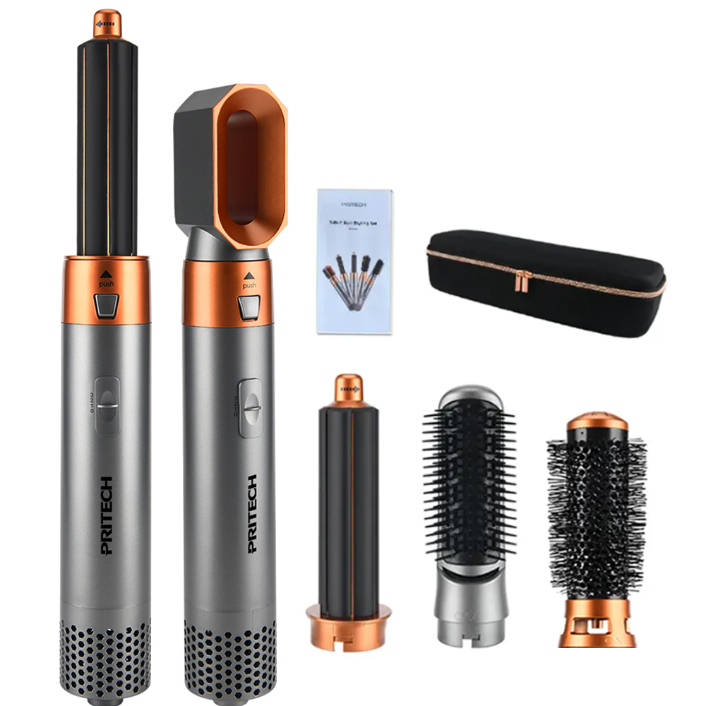 PRITECH 5-in-1 curling rotating dryer hair styler air flow blower styler one step hair dryer