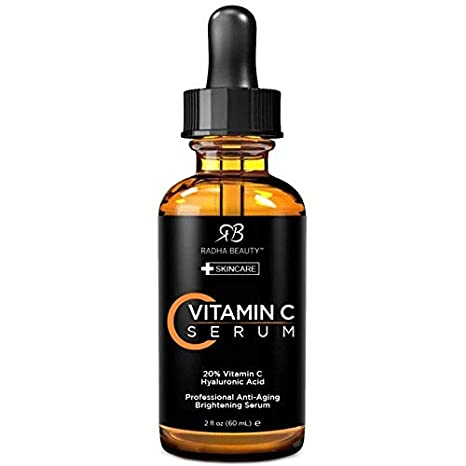 Radha Beauty Hyaluronic Acid Serum for Skin 2 fl. oz Infused with Vitamin C Vitamin E Green Tea Jojoba Oil, Intensiv