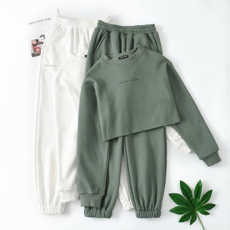Women Hoody Sweatshirt Suit Custom Cotton Plain Plus Size Crewneck French Terry Cheap Pullover Set For Girl Winter Wholesale Oem