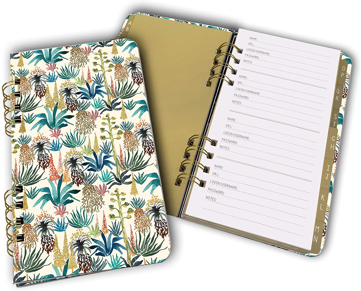 Portable Hardcover Spiral Internet Password Logbook with Passwords & PINs and Alphabetical Tabbed Dividers