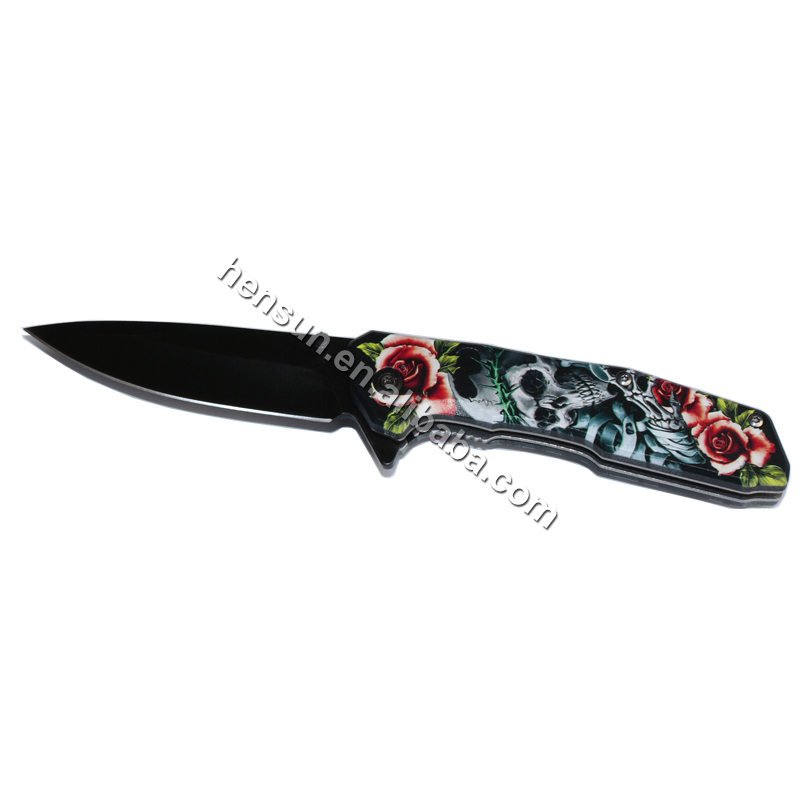 Stainless steel Multifunctional Tool outdoor Multifunction Folding knife with rose skull pattern