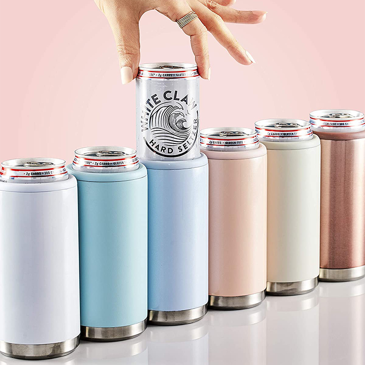 Everich High Quality 12 oz Stainless Steel Skinny Can Cooler Double Wall Reusable Can Cooler