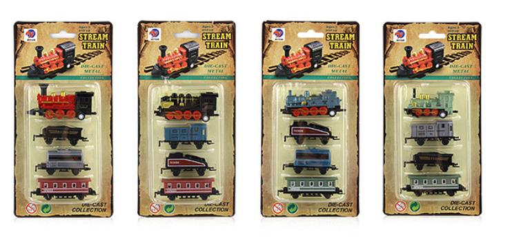 Mini Train Toy Locomotive Engine Car Die-Cast Pull Back Steam Train Model Set Assorted Styles for Kids Boys