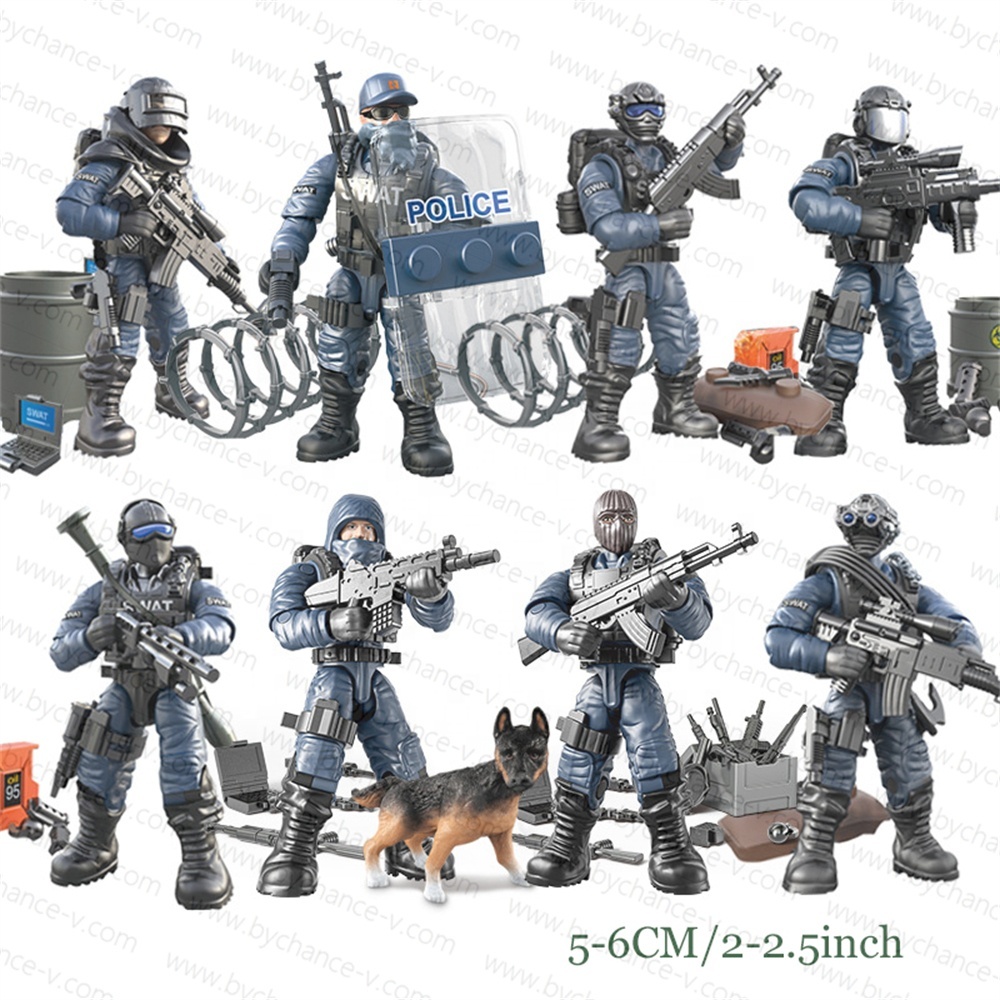 hot toy for boys SWAT Armed forces warrior military policeman soldier DIY Action Figures with Weapons for capsule toys filler