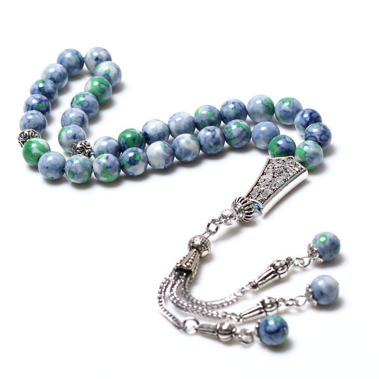 New Design Muslim Rosary 8MM Rain Stone Tassel Prayer Beads 33 Islamic Tasbih Misbaha