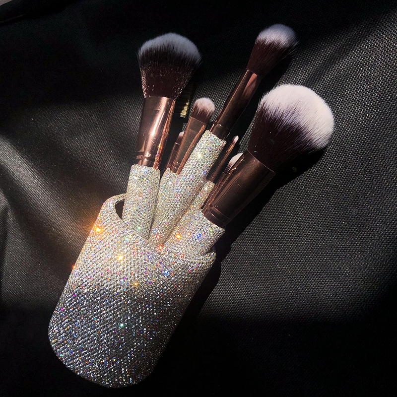 2021 Hot Sale Makeup Brushes Private Label Normal Size 12 Piece Blush Diamonds Makeup Brush Set