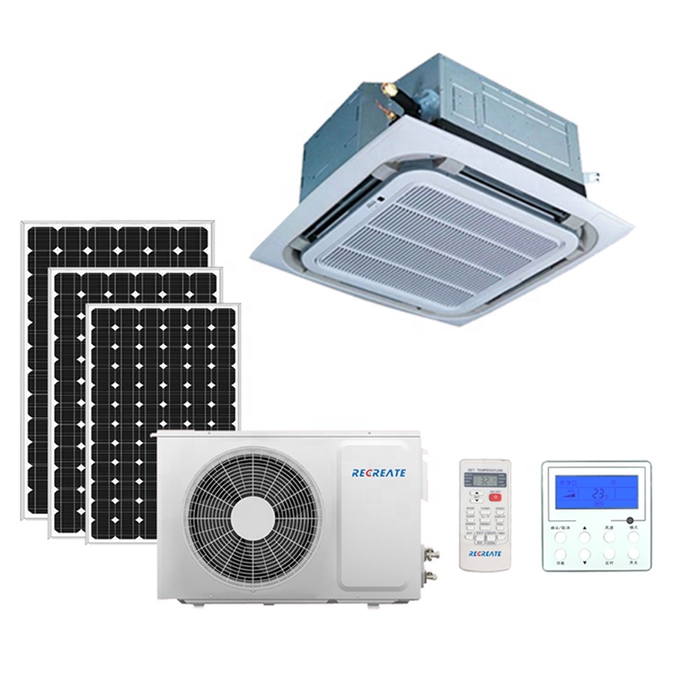 24000btu 100% Solar Powered Air Conditioner 4 Way Cassette Cooling Heating Split Air Conditioner Home