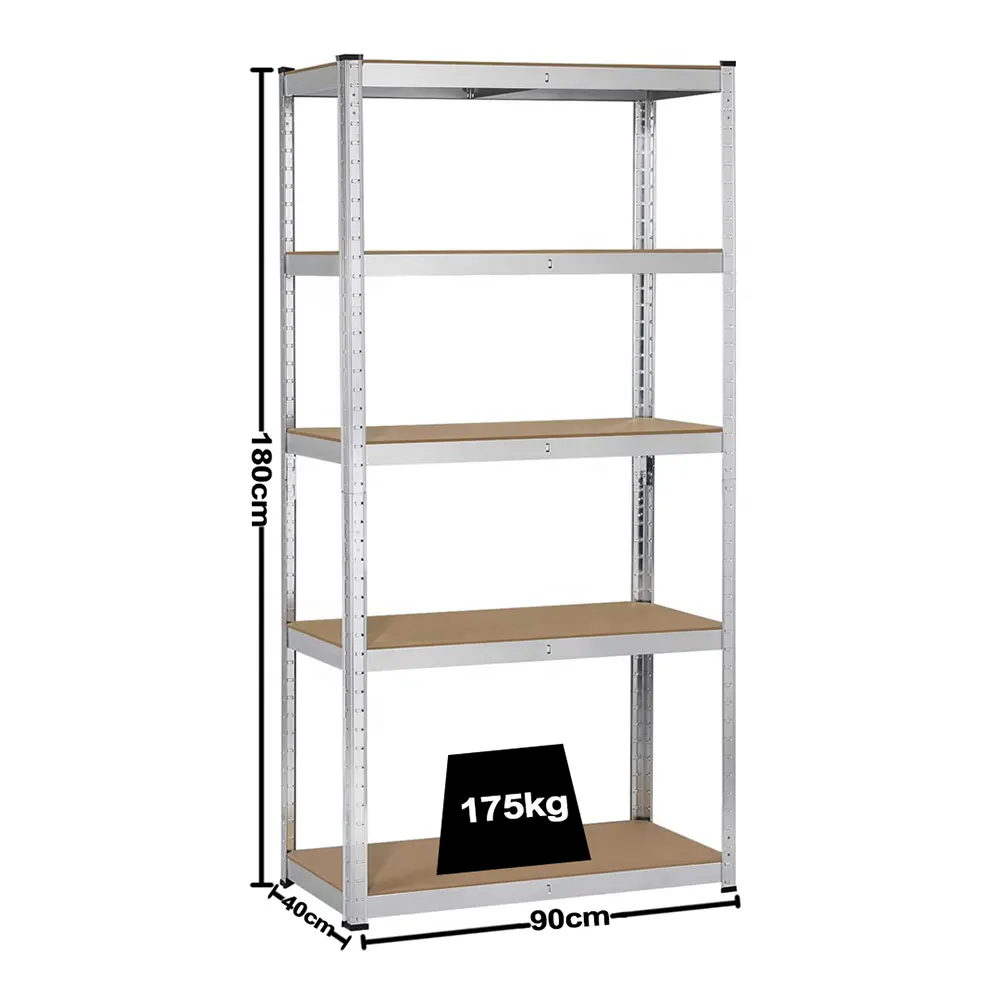 KINDE 5 ярусов Heavy Duty регулируемый металлический стеллаж оцинкованные стеллажи для хранения Boltless Rack 180*90*40 см 875 кг