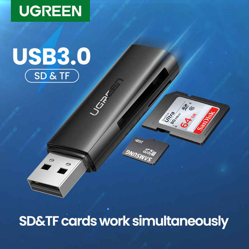 UGREEN устройство для чтения карт USB 3,0 2,0 до SD карта Micro SD карта памяти TF адаптер для ноутбука аксессуары мульти смарт-кардридер USB кард-ридер U
