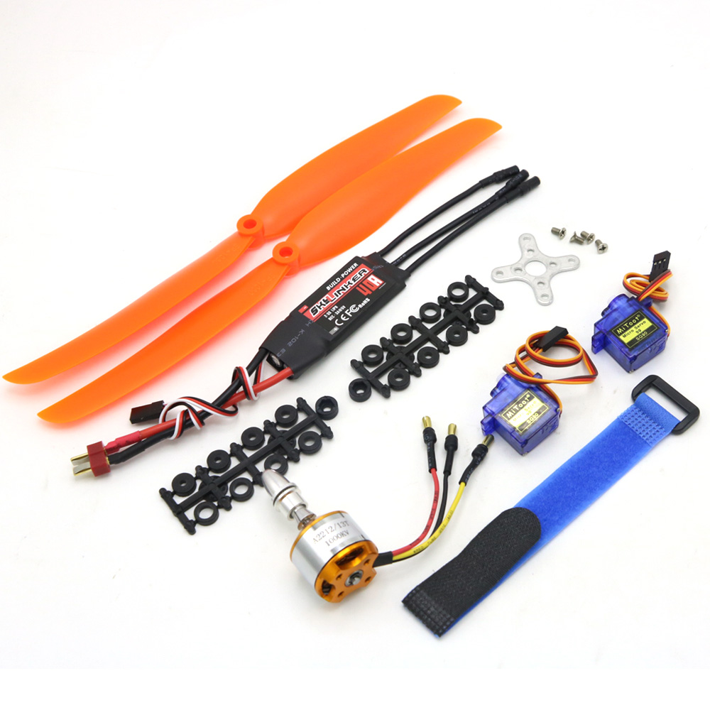 A2212 2212 2200KV 1400KV 1000KV бесщеточный двигатель 30A 40A / 40A BLheli ESC SG90 9G Micro Servo для радиоуправляемого самолета с неподвижным крылом вертолета