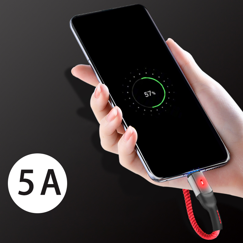 Лидер продаж, кабель USB type C с нейлоновой оплеткой для быстрой зарядки, 1 м, 5 А