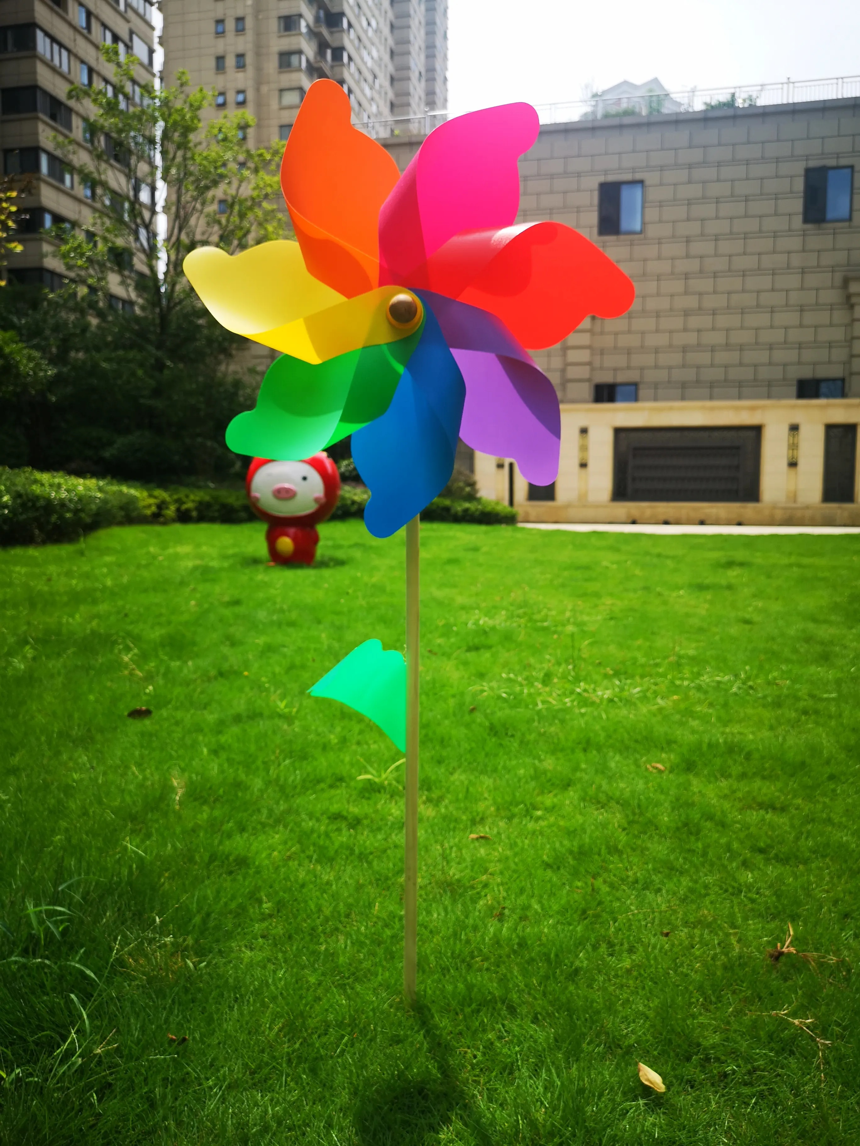 Colorful Wooden Pole Windmill 12cm Small Hand Children's Toy Windmill