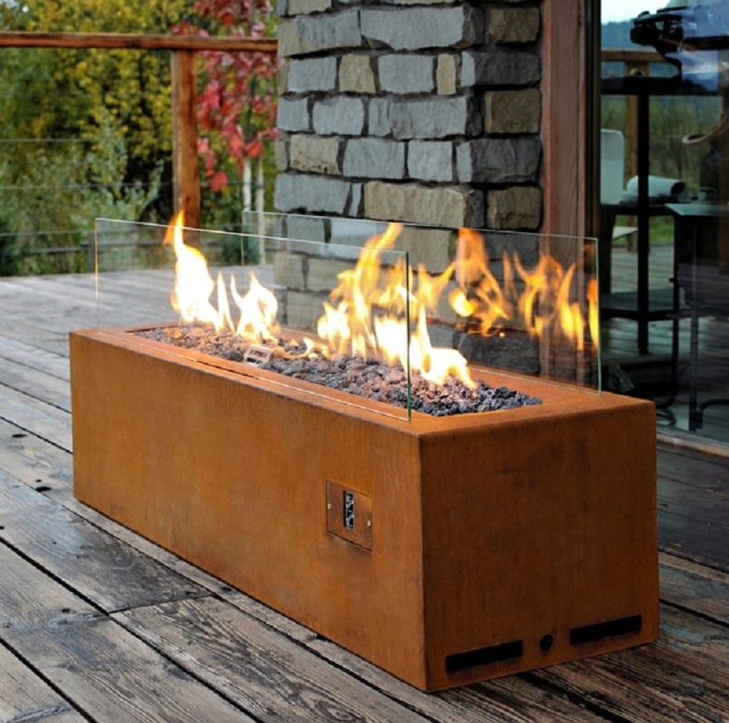 Открытый камин Corten стальной газовый пожарный стол